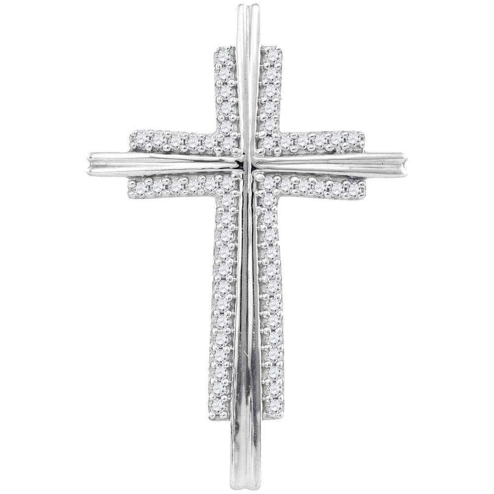 Radiant Faith: 10kt White Gold Diamond Cross Pendant - Splendid Jewellery