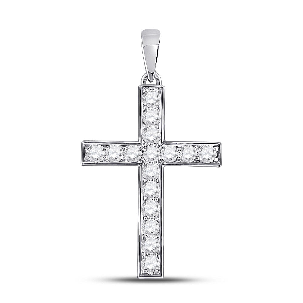 Radiant Faith: 10kt White Gold Diamond Cross Pendant - Splendid Jewellery
