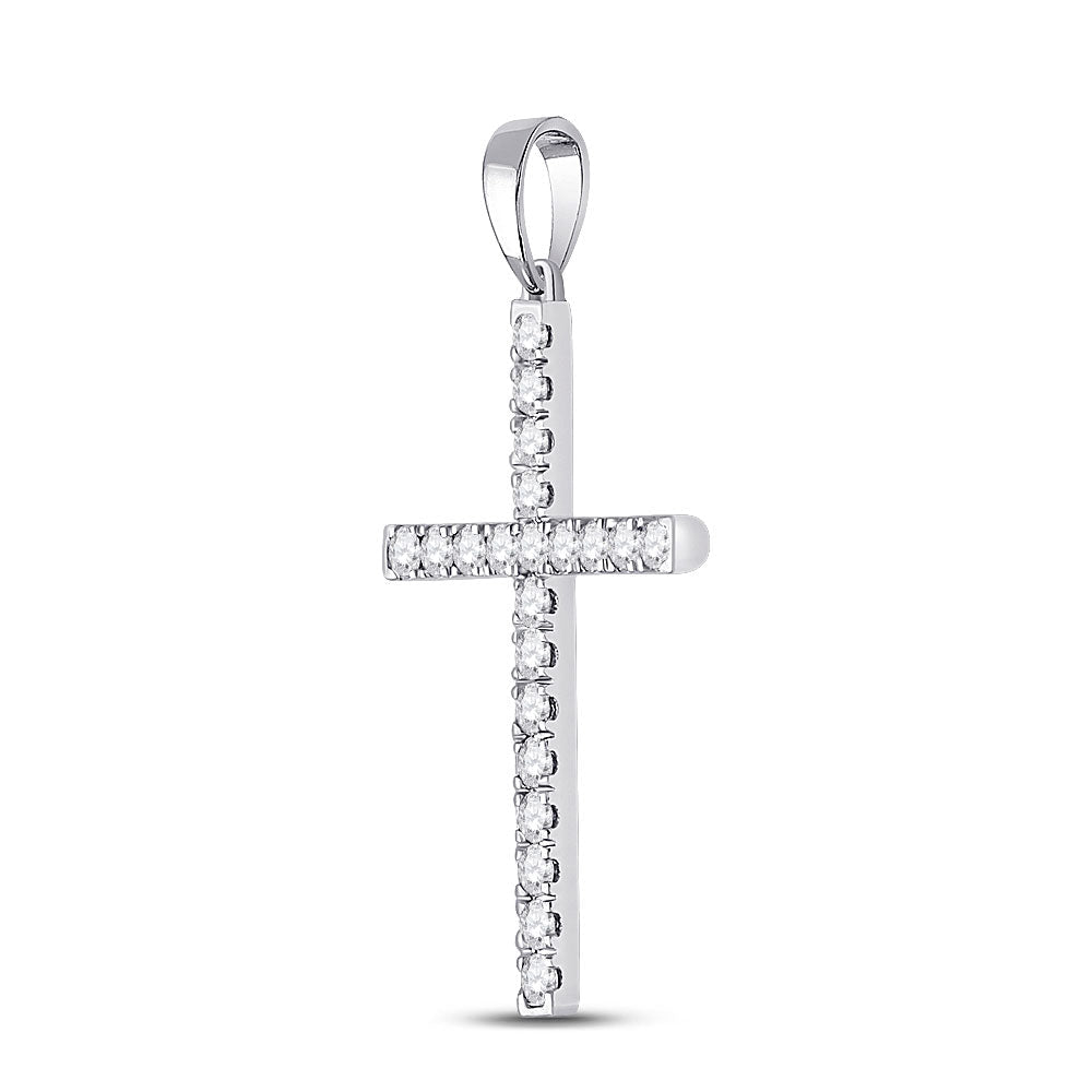 Radiant Grace: 14kt White Gold Diamond Cross Pendant - Splendid Jewellery