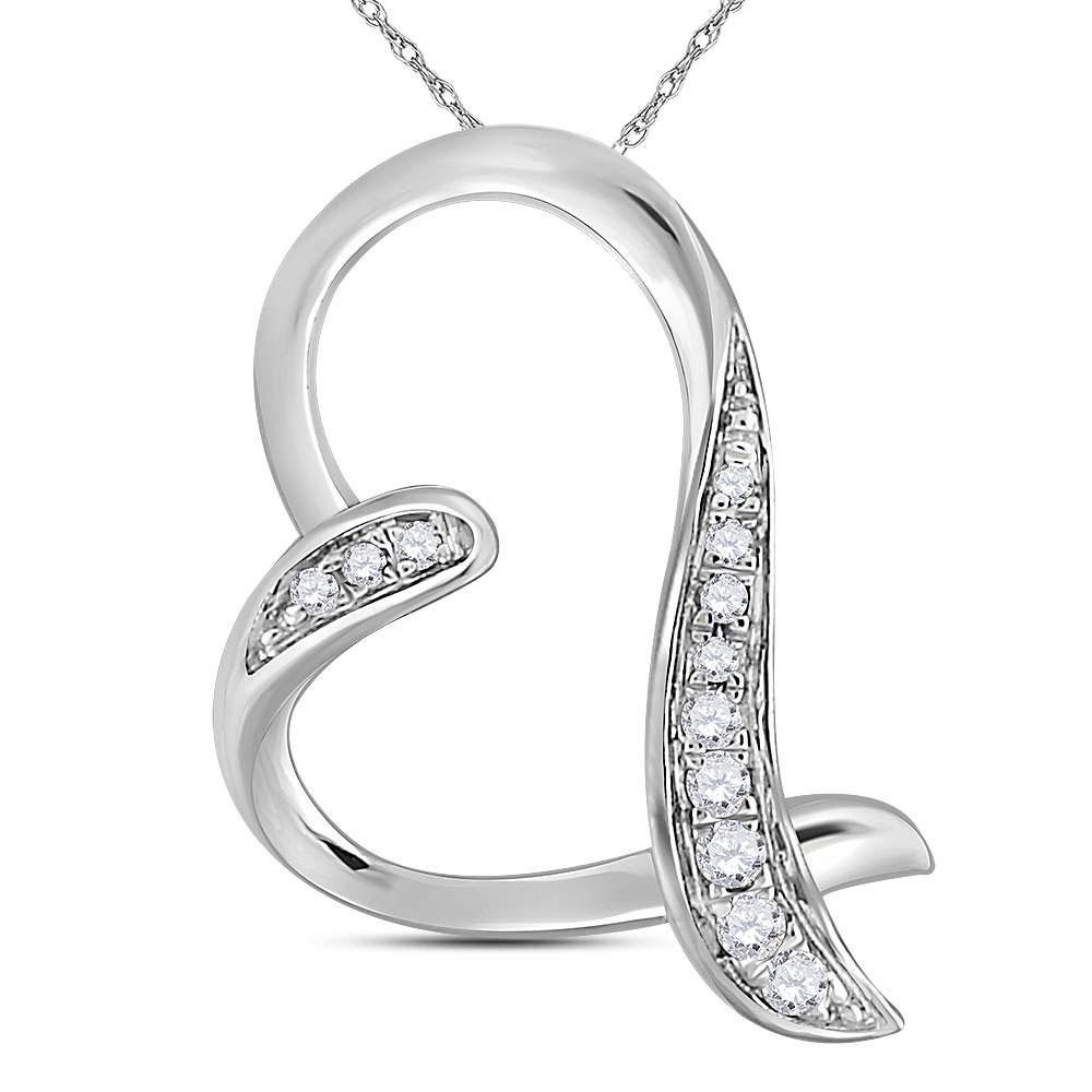 Radiant Love: 10kt White Gold Diamond Heart Pendant - Splendid Jewellery