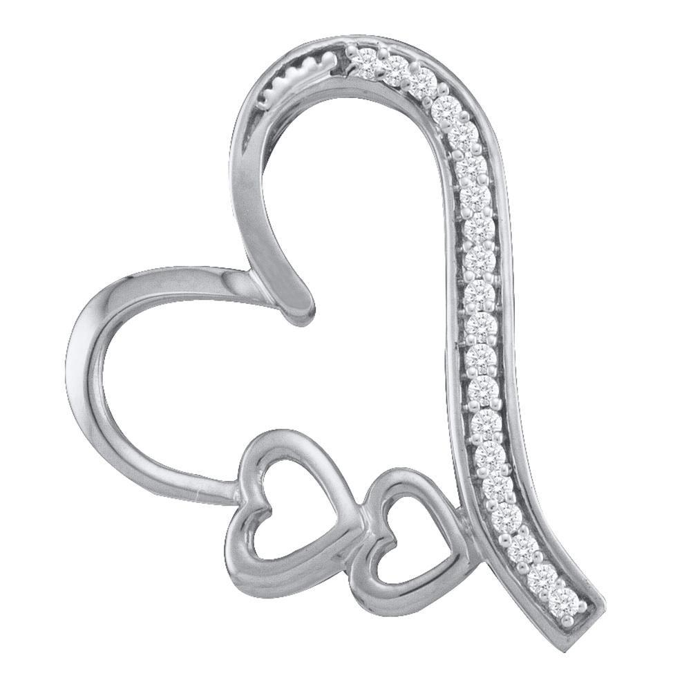 Radiant Love: 10kt White Gold Diamond Triple Heart Pendant - Splendid Jewellery