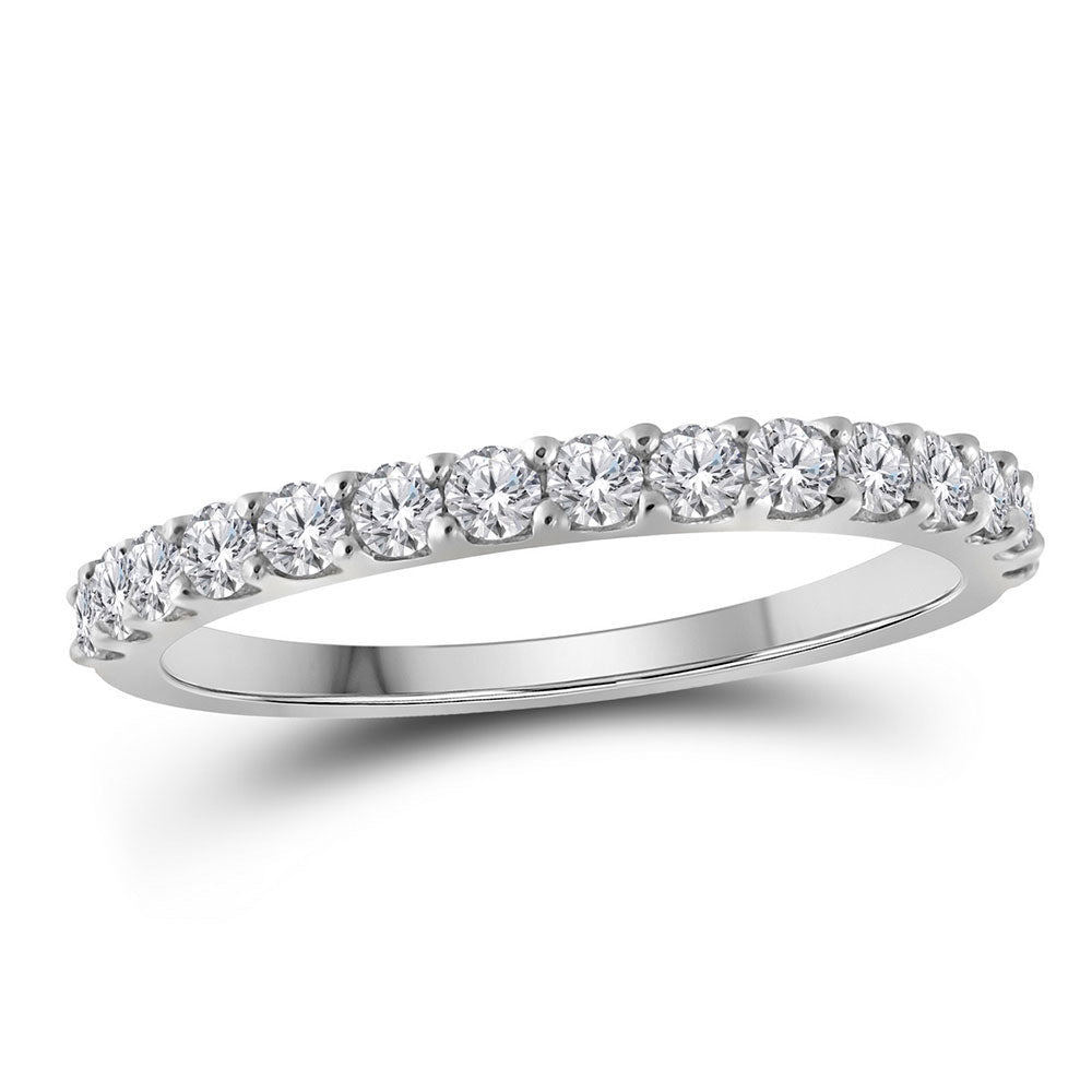 Radiant Love: 10kt White Gold Womens Round Diamond Wedding Single Row Band 1/2 Cttw - Splendid Jewellery