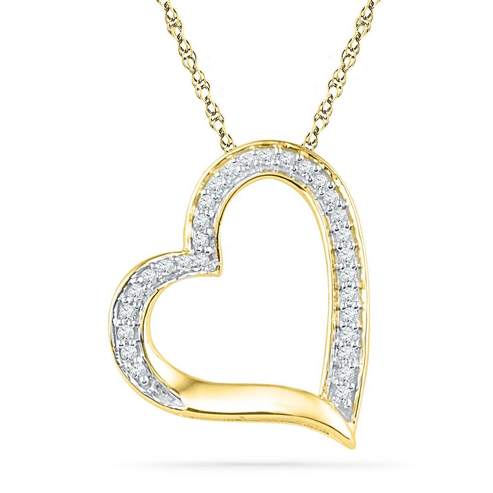 Radiant Love: 10kt Yellow Gold Diamond Heart Outline Pendant - Splendid Jewellery