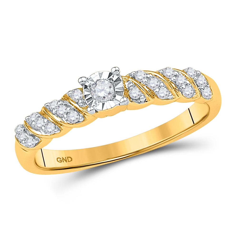 Radiant Love | 10kt Yellow Gold Womens Round Diamond Solitaire Promise Ring 1/5 Cttw - Splendid Jewellery