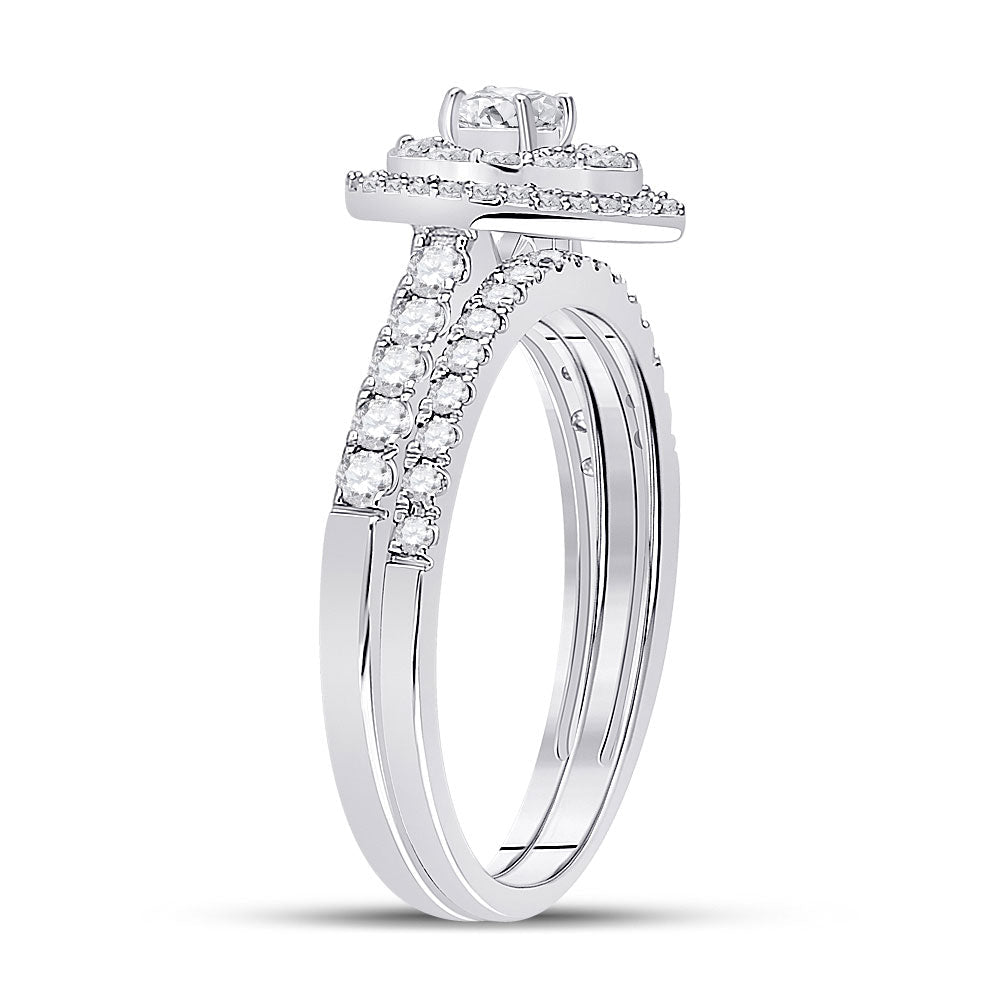 Radiant Love: 14kt White Gold Diamond Bridal Wedding Ring Band Set - Splendid Jewellery