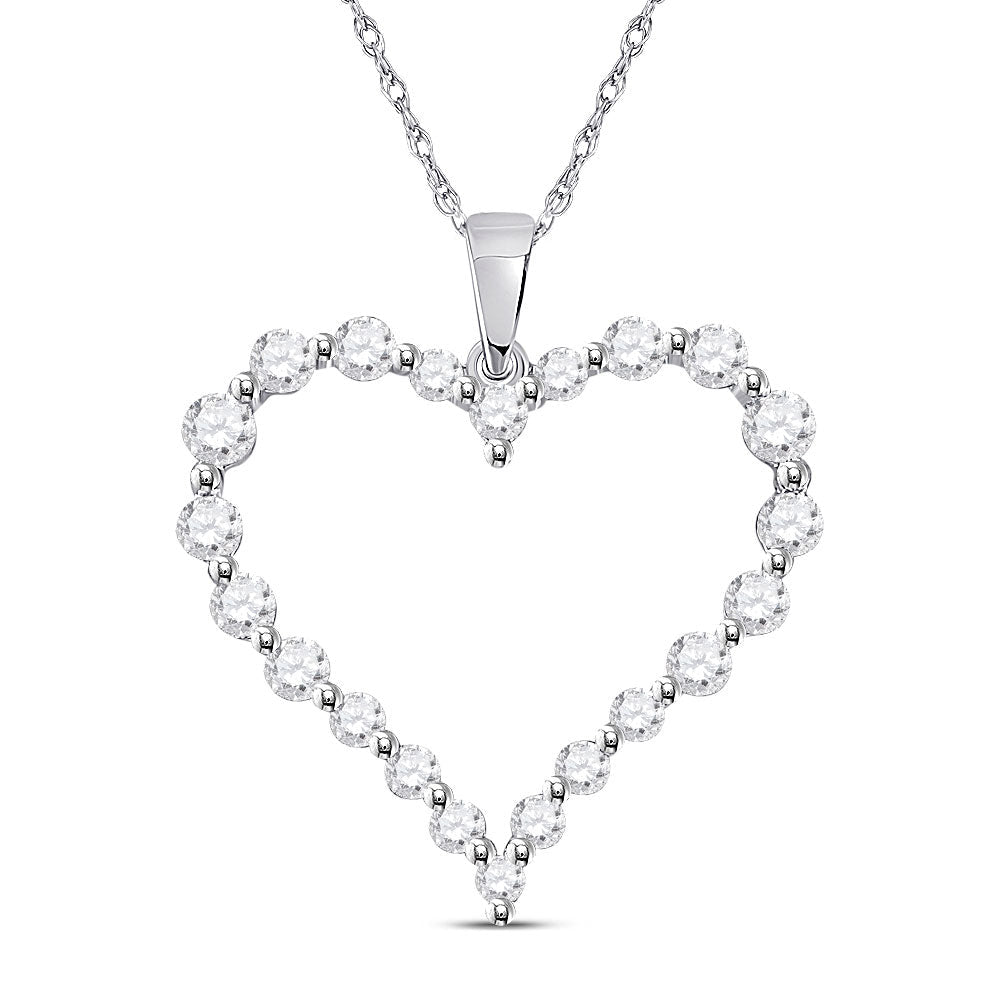 Radiant Love: 14kt White Gold Diamond Heart Pendant - Splendid Jewellery