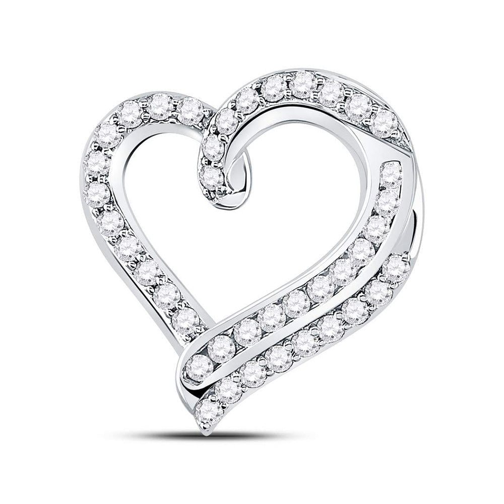 Radiant Love: 14kt White Gold Diamond Heart Pendant - Splendid Jewellery