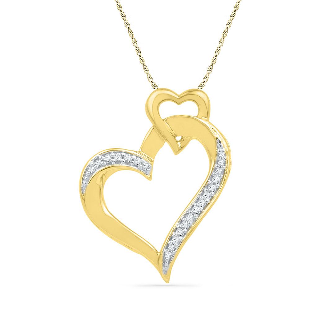 Radiant Love Diamond Heart Pendant - 10kt Yellow Gold with 1/10 Cttw Diamonds - Splendid Jewellery