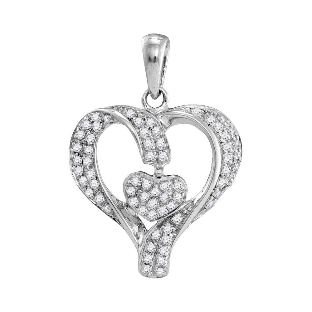 Radiant Love Diamond Pendant - 10kt White Gold Heart Necklace with Sparkling Diamonds - Splendid Jewellery