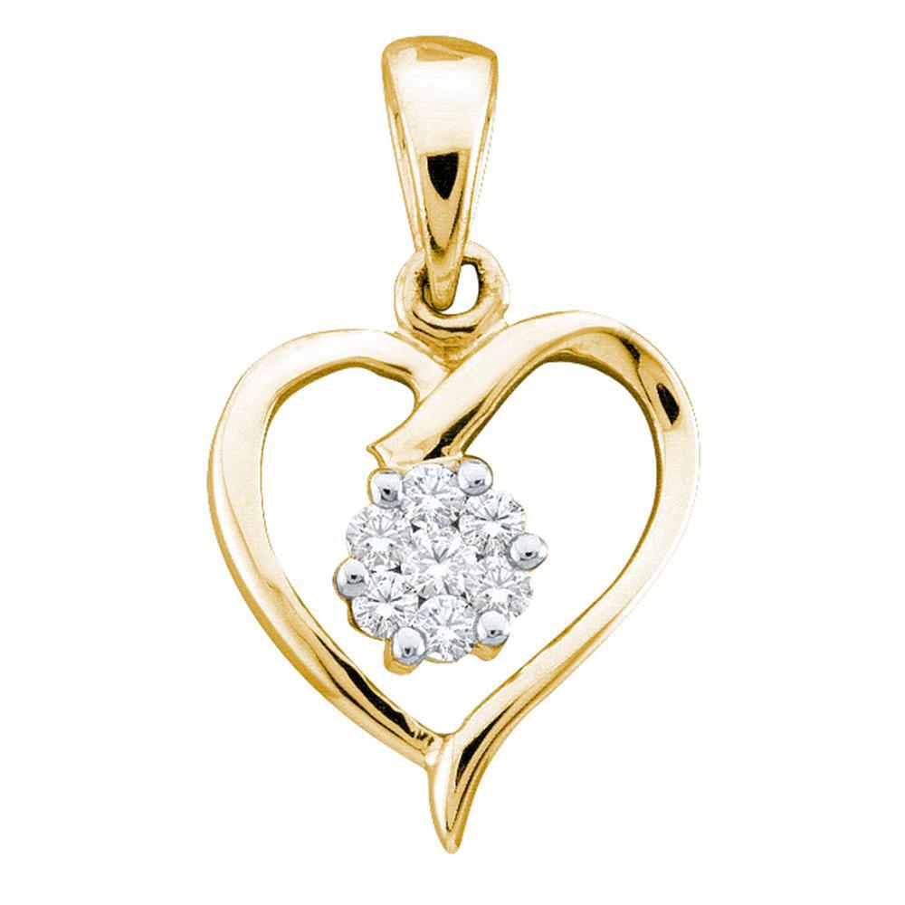 Radiant Love Diamond Pendant | 10kt Yellow Gold Heart - Shaped Cluster Necklace - Splendid Jewellery