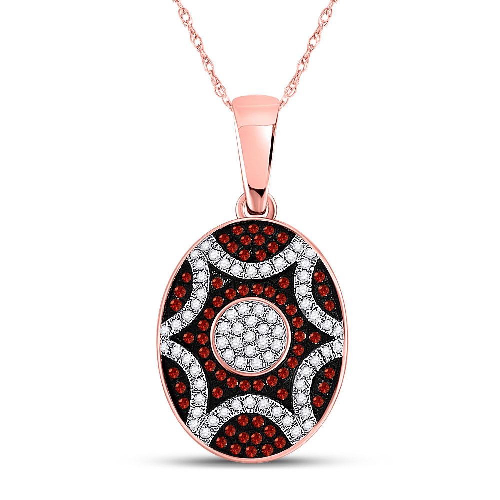 Radiant Red Diamond Starburst Pendant in Rose Gold - 1/3 Cttw - Splendid Jewellery