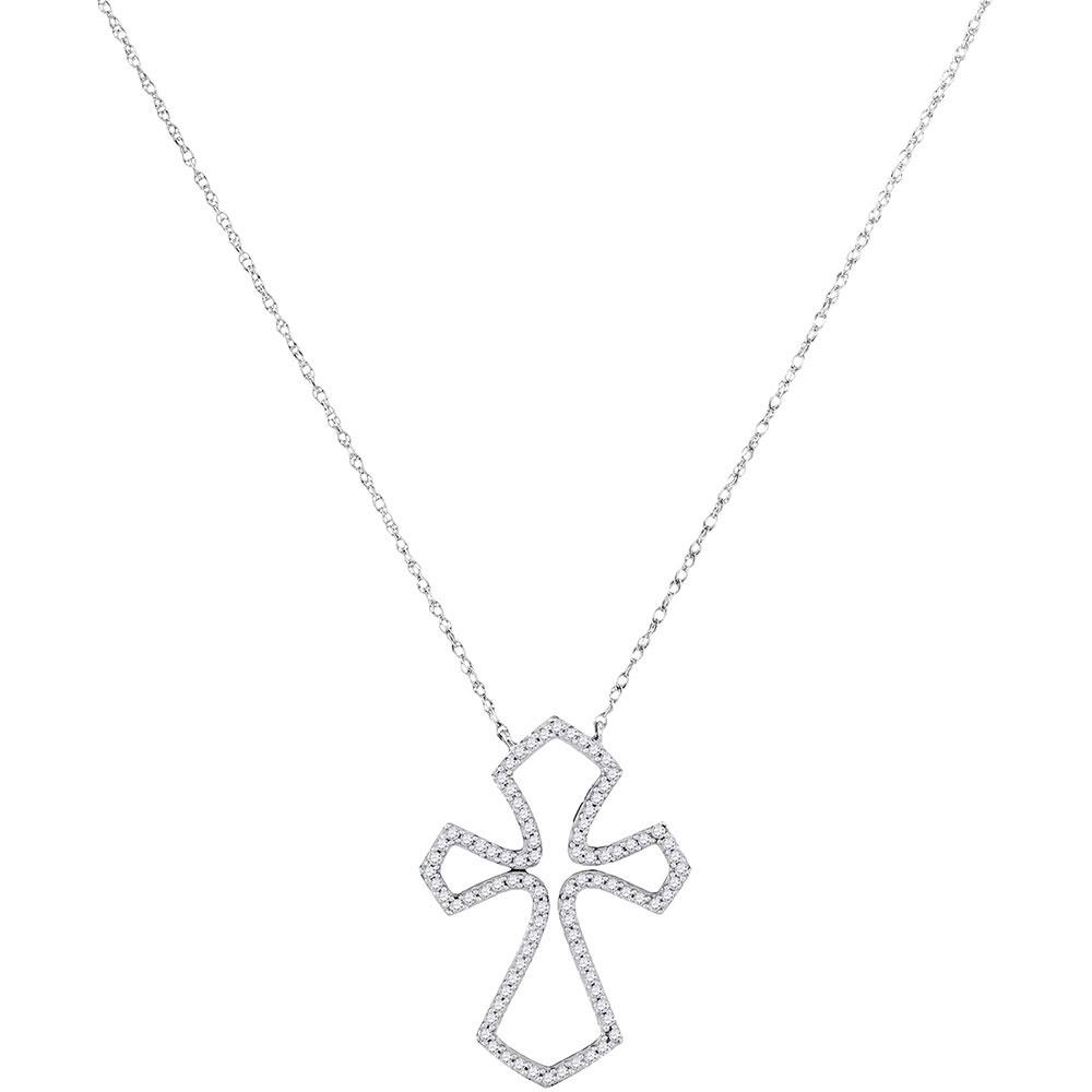 Radiant Reflections: 10kt White Gold Diamond Cross Pendant - Splendid Jewellery