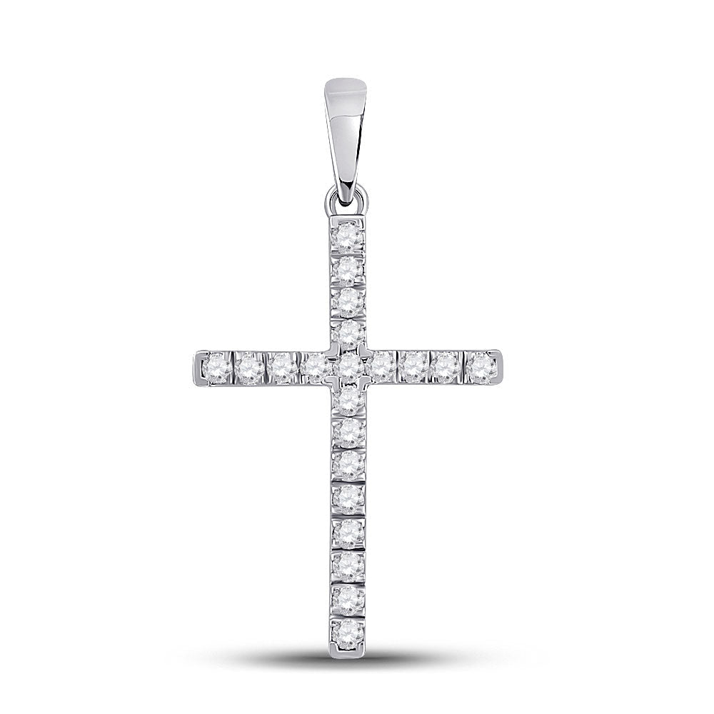 Radiant Reflections: 10kt White Gold Diamond Cross Pendant - Splendid Jewellery