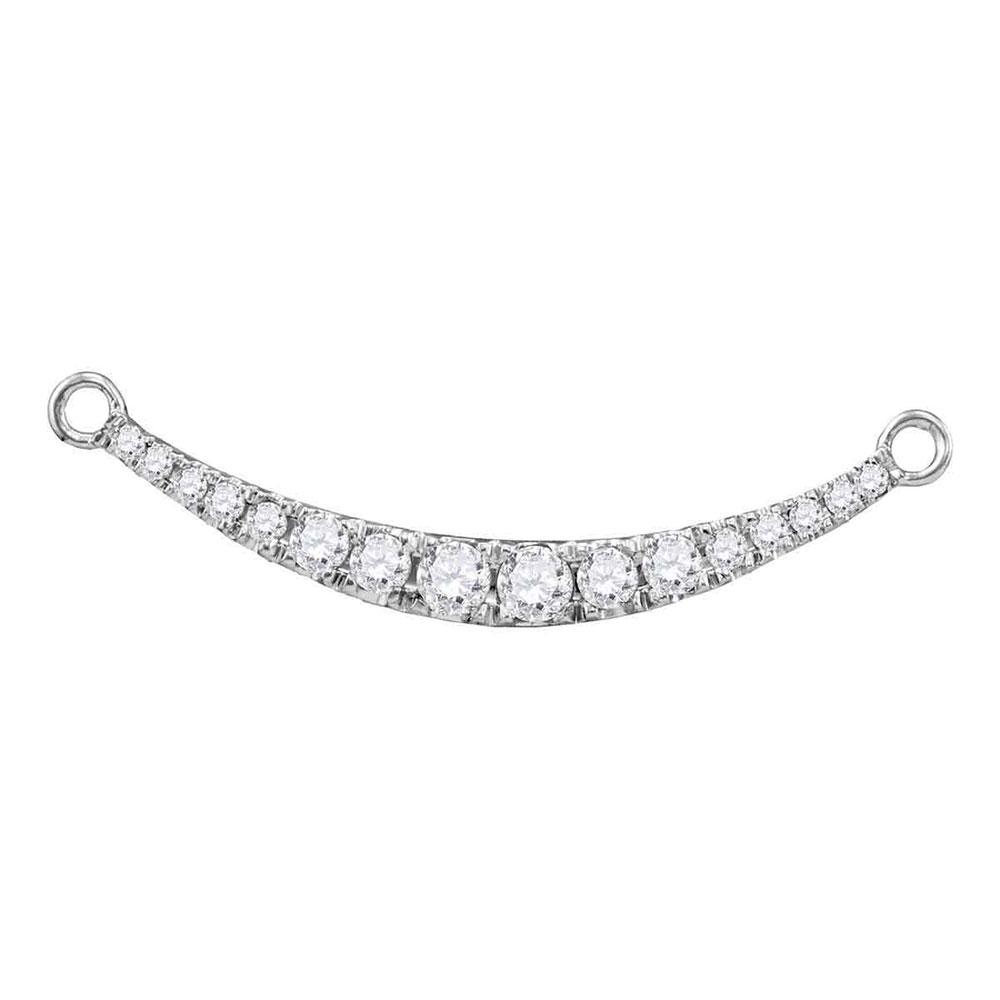 Radiant Reflections: 10kt White Gold Diamond Curved Graduated Bar Pendant Necklace - Splendid Jewellery