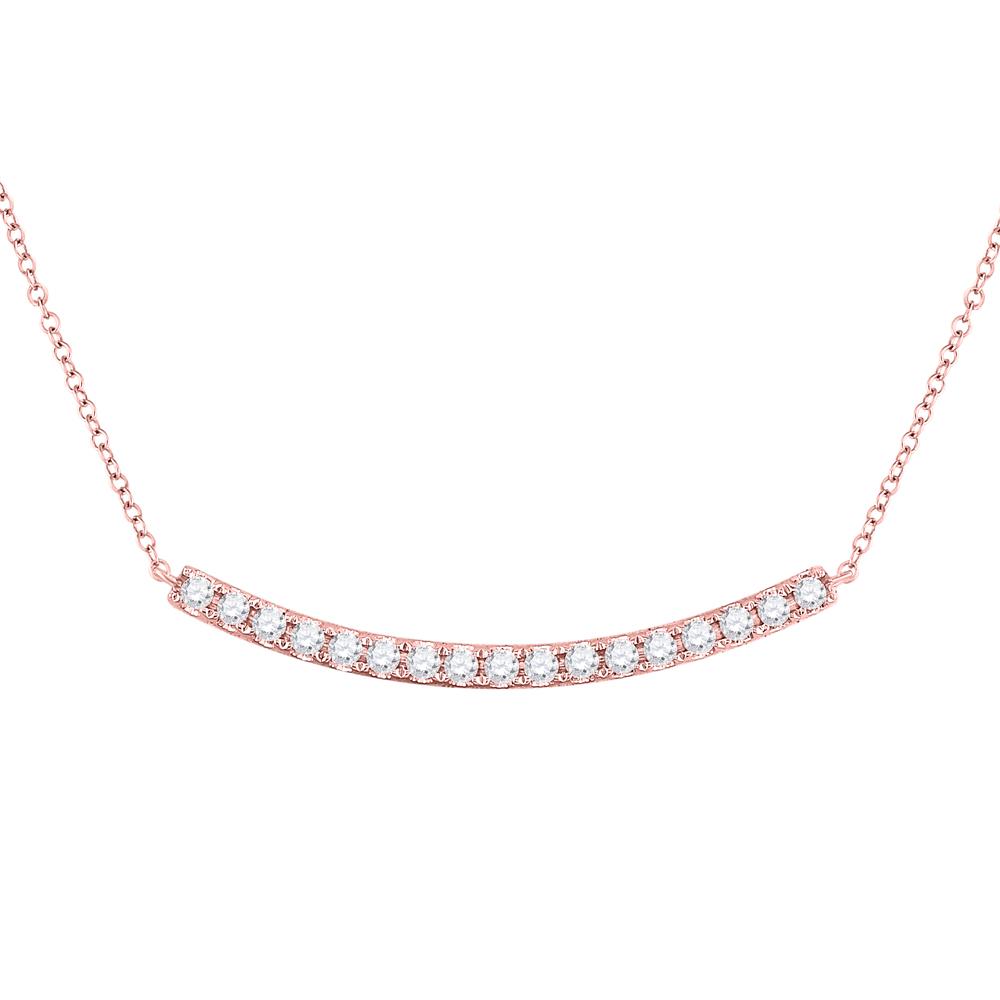 Radiant Rose Gold Diamond Bar Necklace - 3/4 Cttw - Splendid Jewellery