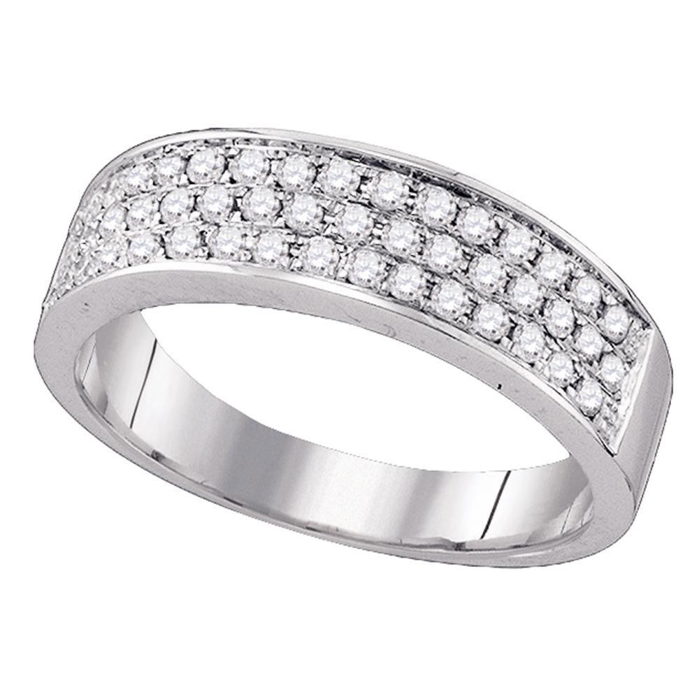 Radiant Sparkle | 10kt White Gold Womens Round Diamond Pave Band Ring 1/2 Cttw - Splendid Jewellery