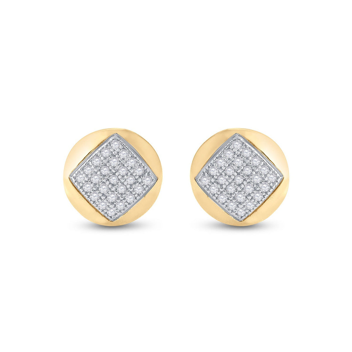 Radiant Splendor: 10kt Yellow Gold Diamond Cluster Earrings - Splendid Jewellery