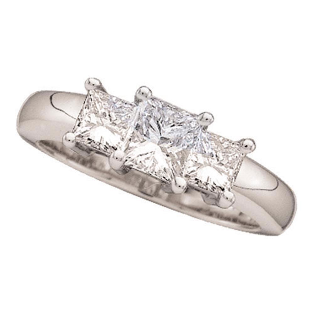 Regal Love: 14kt White Gold Princess Diamond 3 - stone Bridal Wedding Engagement Ring 1/2 Cttw - Splendid Jewellery