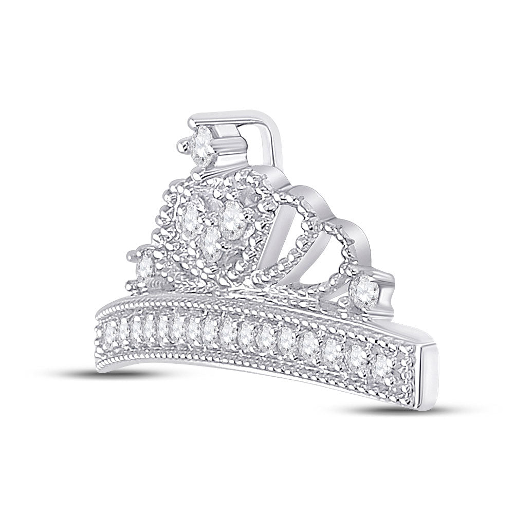 Regal Radiance: 10kt White Gold Diamond Crown Pendant - Splendid Jewellery