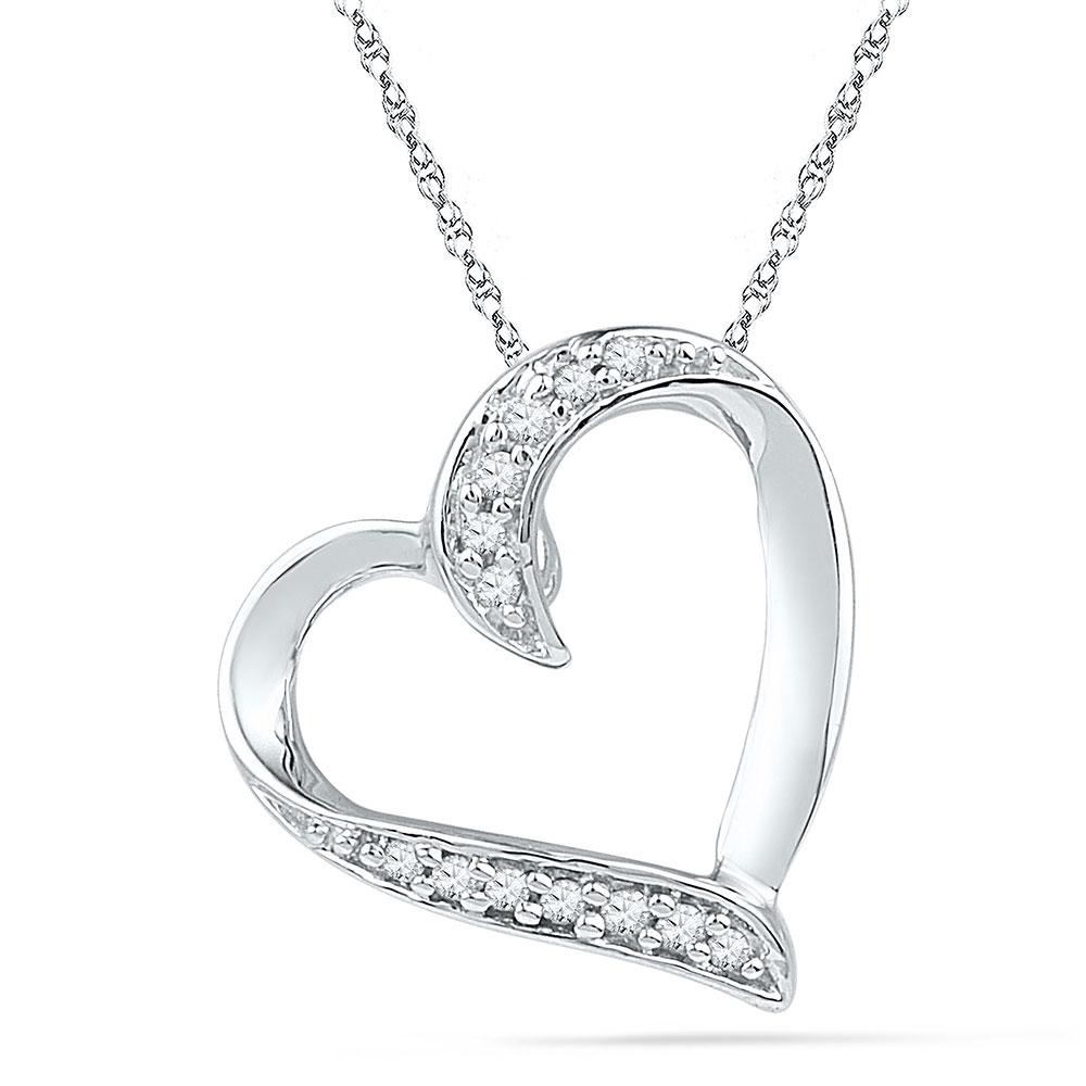 Romantic Radiance: 10kt White Gold Diamond Heart Pendant - Splendid Jewellery