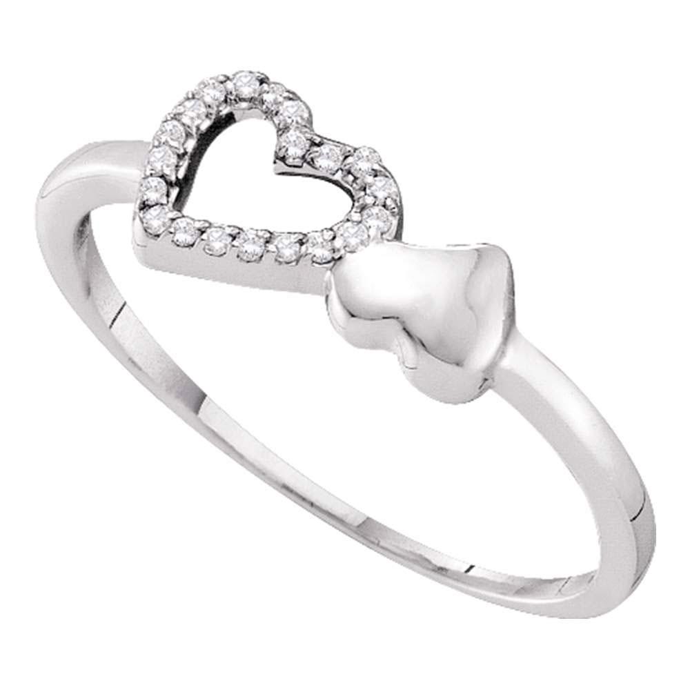 Romantic Radiance: 10kt White Gold Diamond Heart Ring - Splendid Jewellery