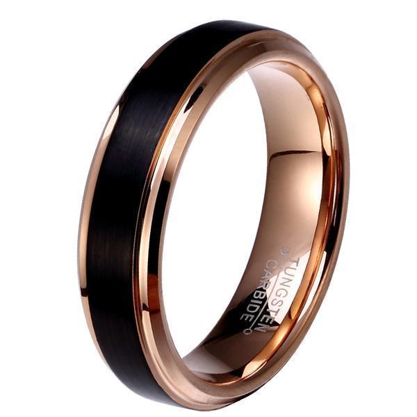 Rose Gold & Black Tungsten Wedding Band - Splendid Jewellery