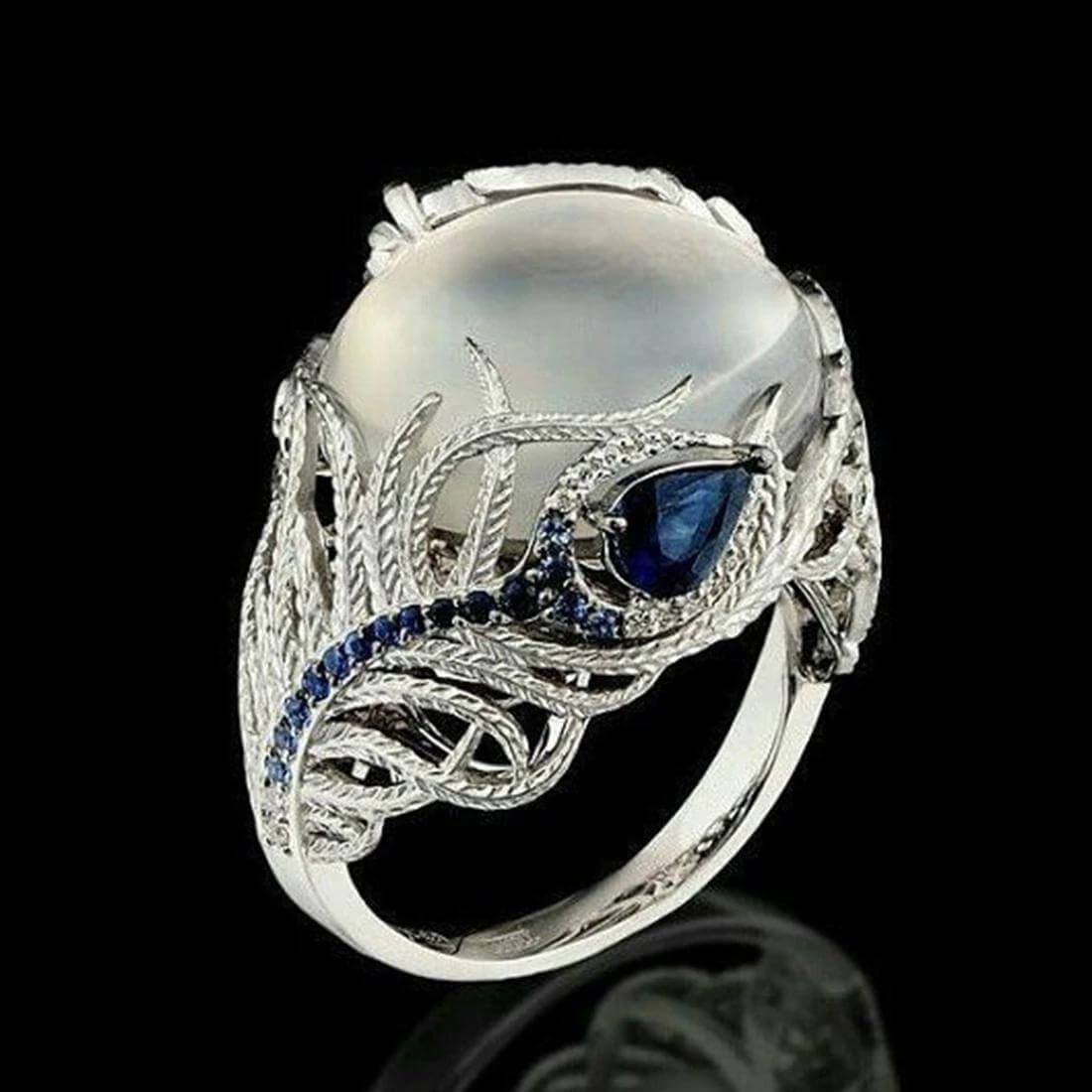 Silver Vintage Ring with Opal Stone - Splendid Jewellery