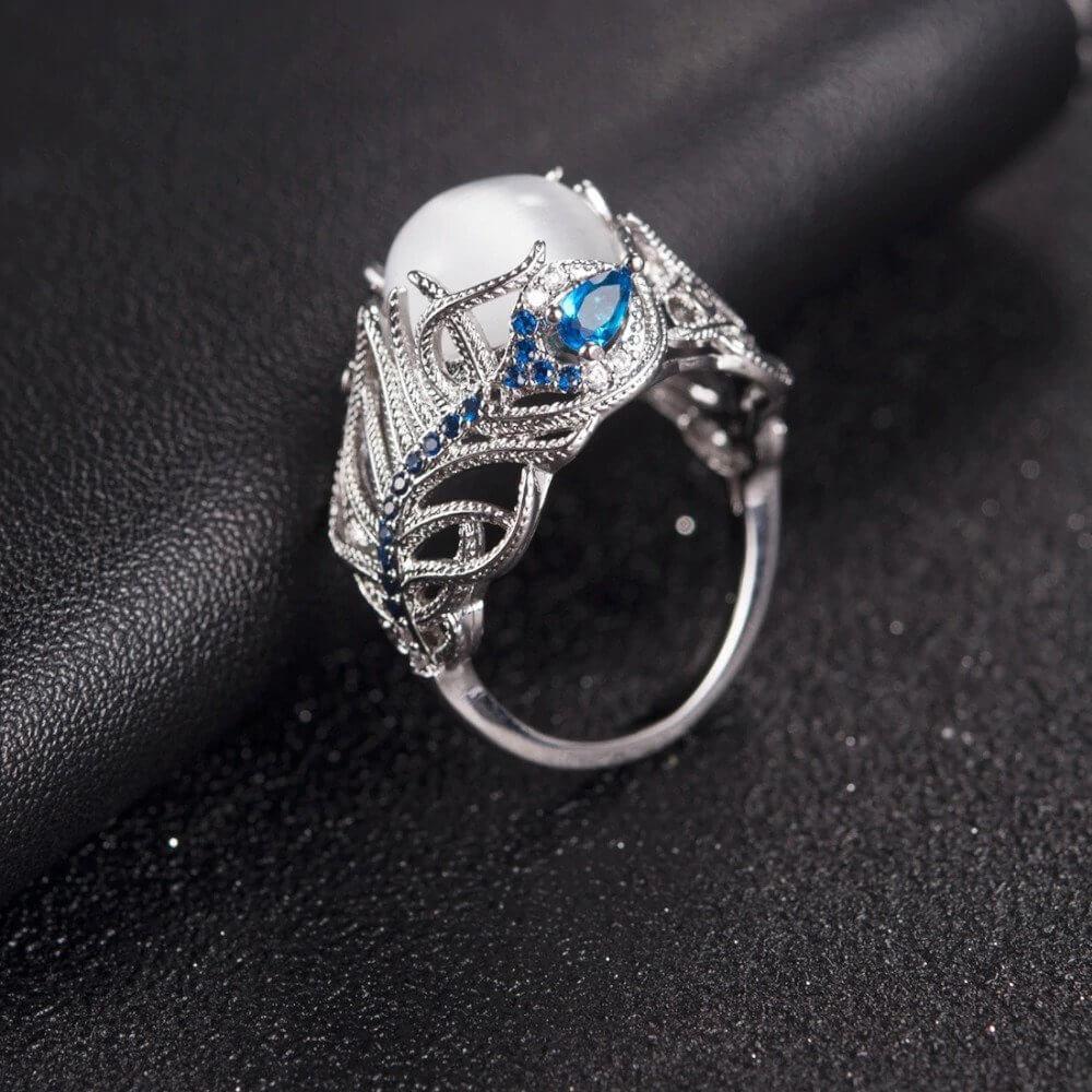 Silver Vintage Ring with Opal Stone - Splendid Jewellery