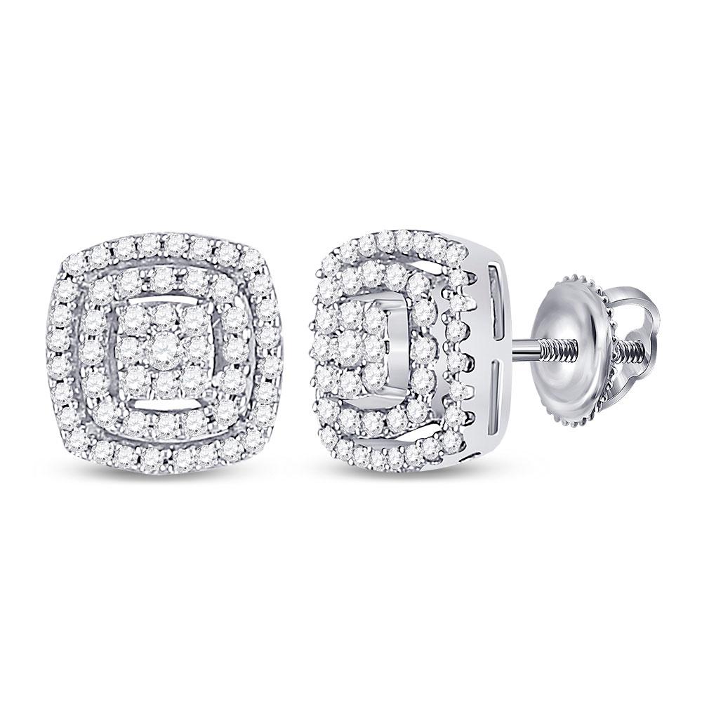 Sparkling Diamond Cluster Earrings in 10kt White Gold - Splendid Jewellery