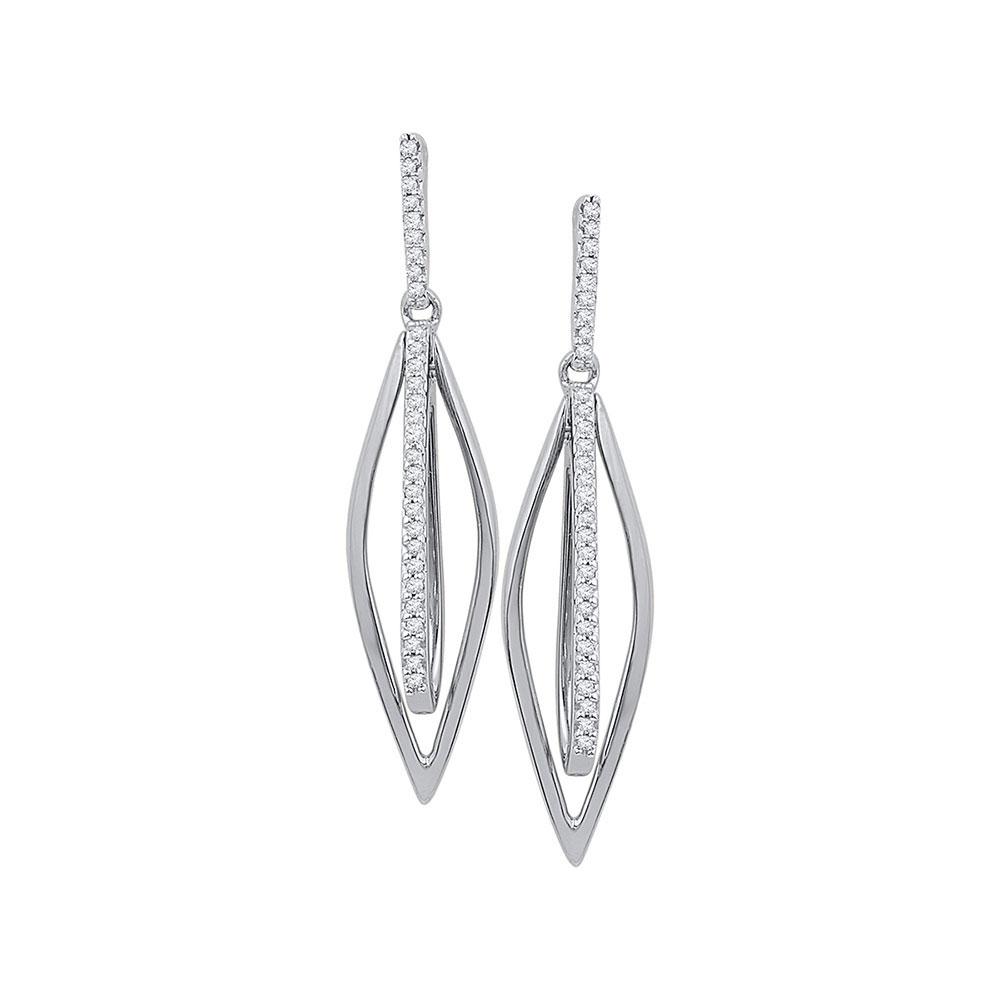 Sparkling Diamond Oblong Oval Dangle Earrings - Splendid Jewellery