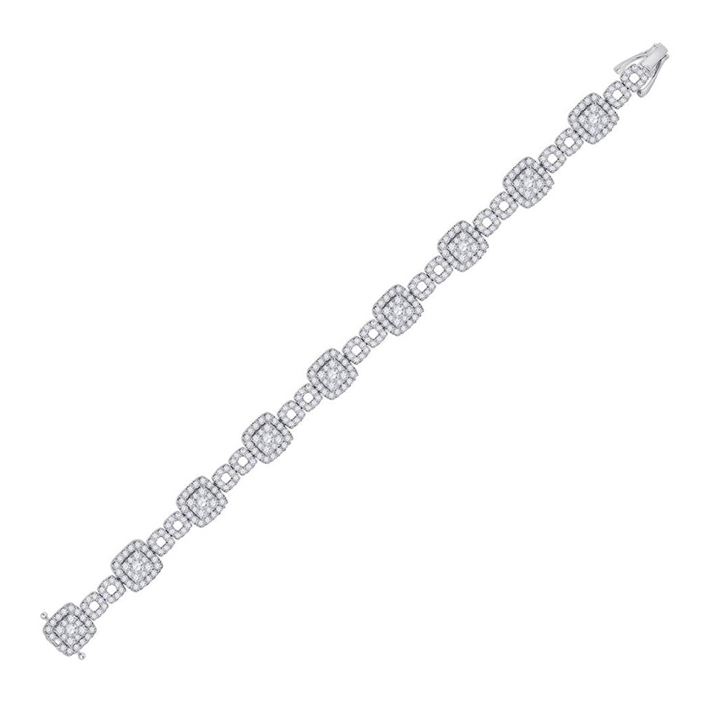 Sparkling Diamond Square Link Bracelet in 14kt White Gold - 5 - 3/4 Cttw - Splendid Jewellery