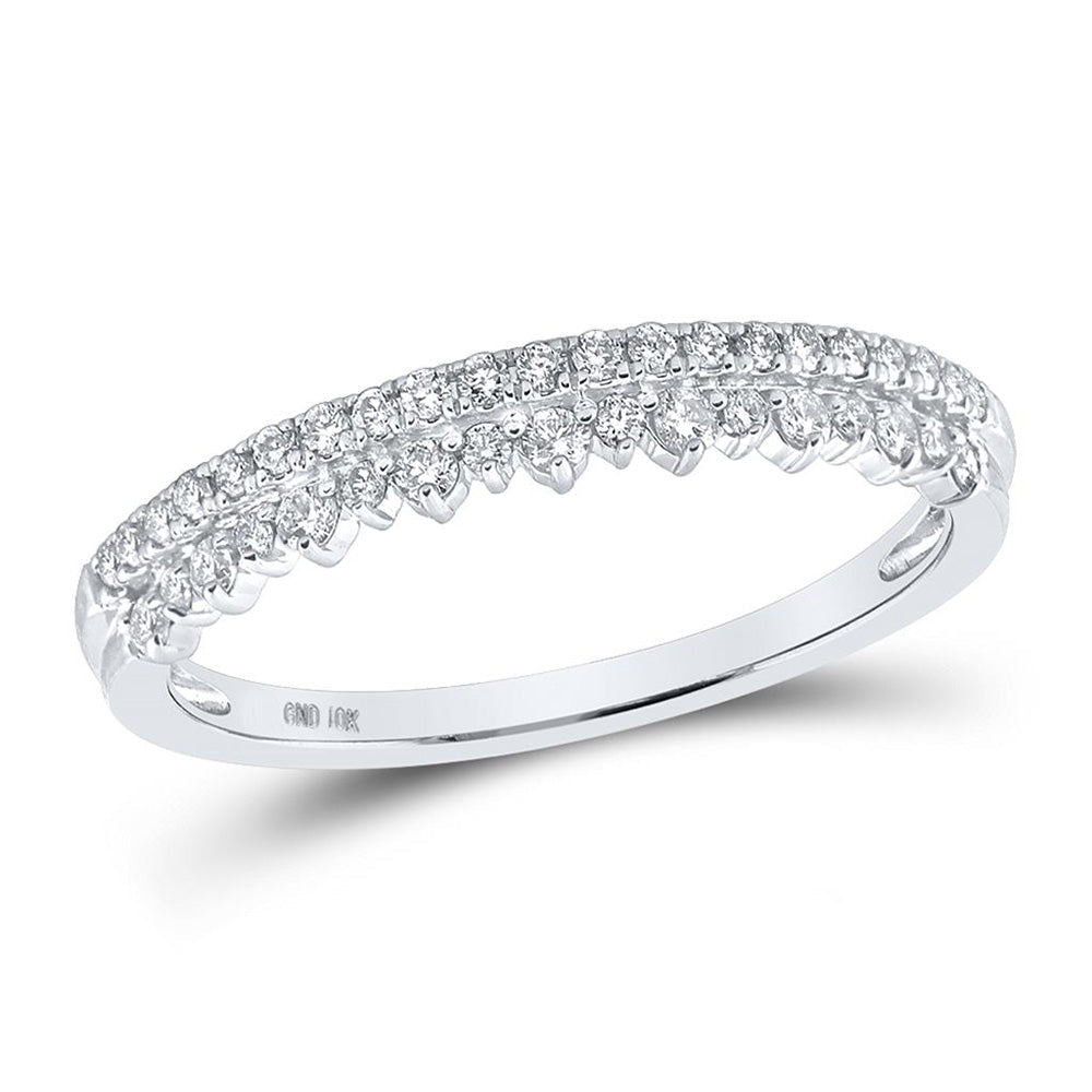 Sparkling Elegance: 10kt White Gold Diamond Stackable Band Ring - Splendid Jewellery