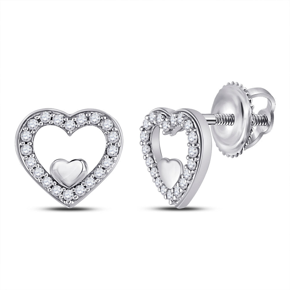 Sparkling Love: 10kt White Gold Diamond Heart Earrings - Splendid Jewellery