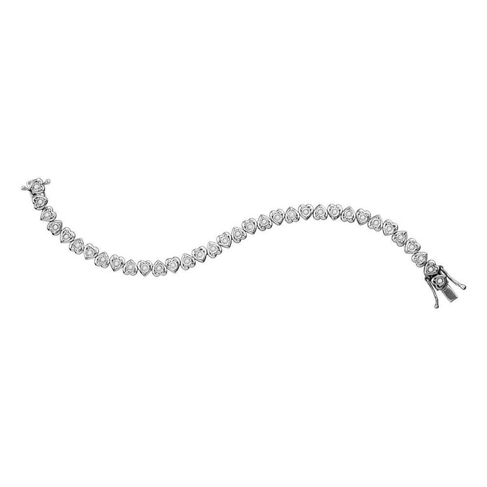Sparkling Love: Sterling Silver Diamond Heart Tennis Bracelet - Splendid Jewellery