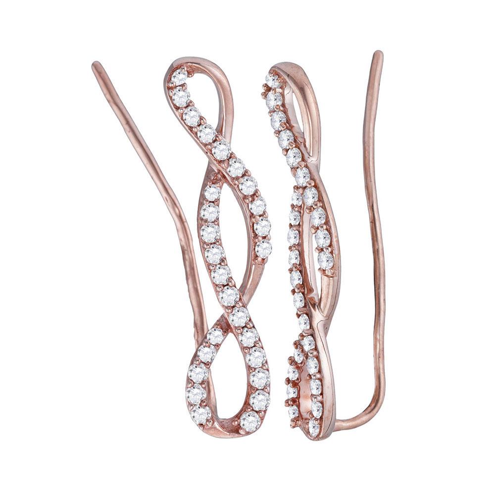 Sparkling Rose Gold Diamond Climber Earrings - 1/2 Cttw - Splendid Jewellery
