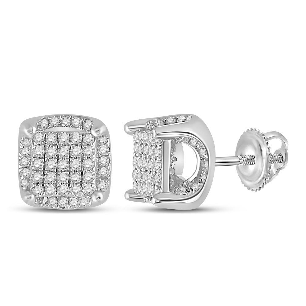 Sparkling Square Diamond Earrings in 10kt White Gold - A Mesmerizing Brilliance - Splendid Jewellery