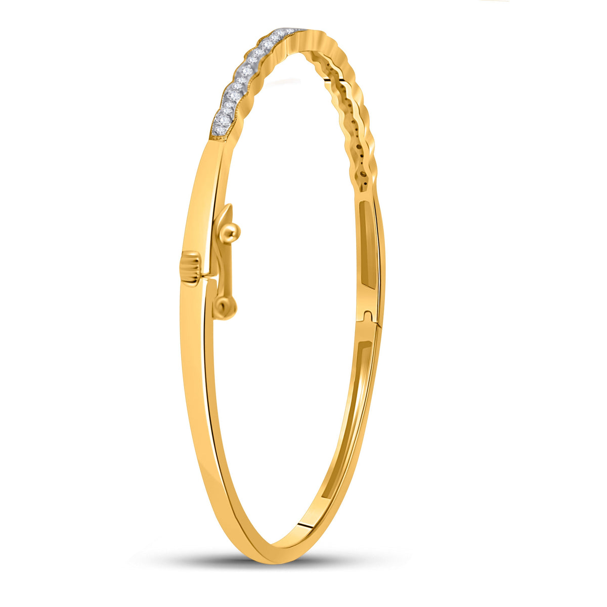 Sparkling Sunburst Diamond Bangle Bracelet in 10kt Yellow Gold (1/2 Cttw) - Splendid Jewellery