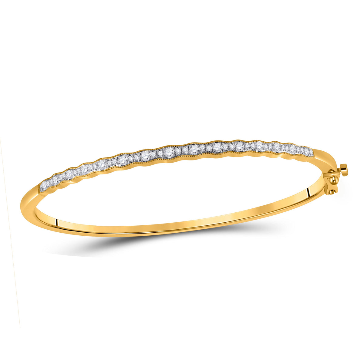 Sparkling Sunburst Diamond Bangle Bracelet in 10kt Yellow Gold (1/2 Cttw) - Splendid Jewellery