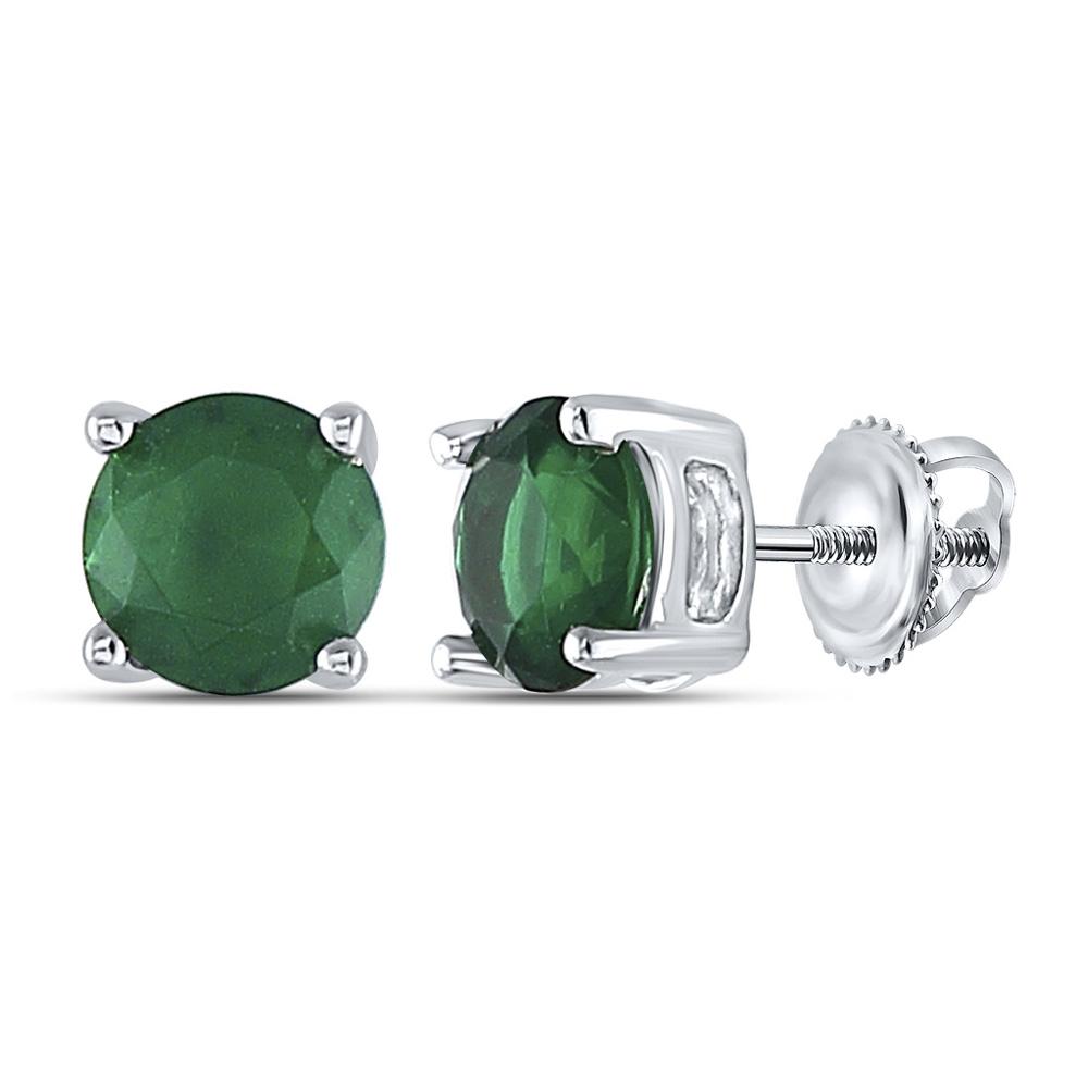 Splendid Jewellery Sterling Silver Lab - Created Emerald Solitaire Stud Earrings - Splendid Jewellery