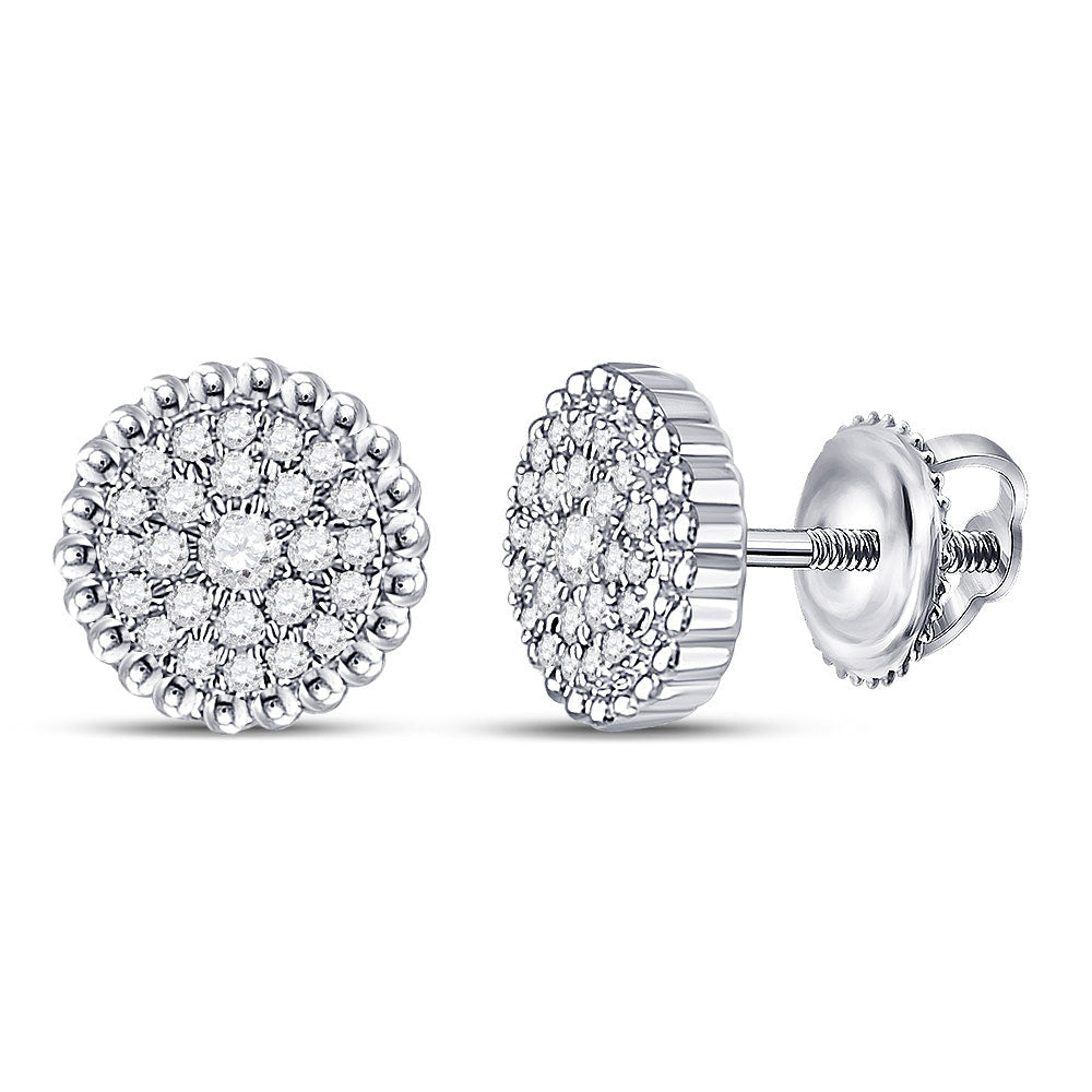Splendid Jewellery's Enchanting 10kt White Gold Diamond Beaded Halo Earrings - Splendid Jewellery