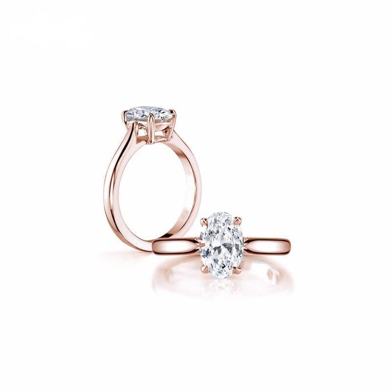 Sterling Silver Rose Gold Plated Lab Created Diamond Ring - Splendid Jewellery