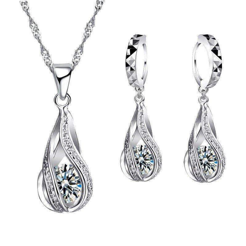 Sterling Silver White Crystal Jewelry Set - Splendid Jewellery