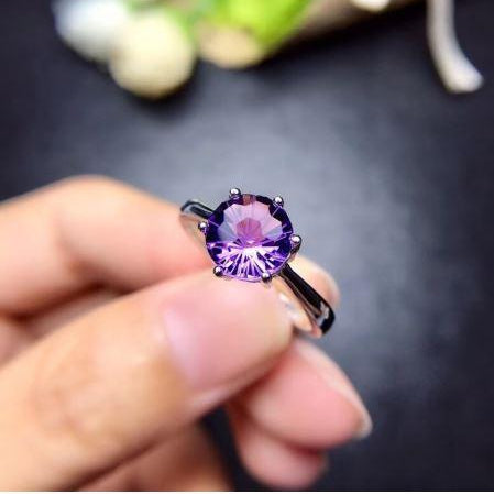 Stunning February Birthstone Natural Amethyst Solitaire Ring - Splendid Jewellery