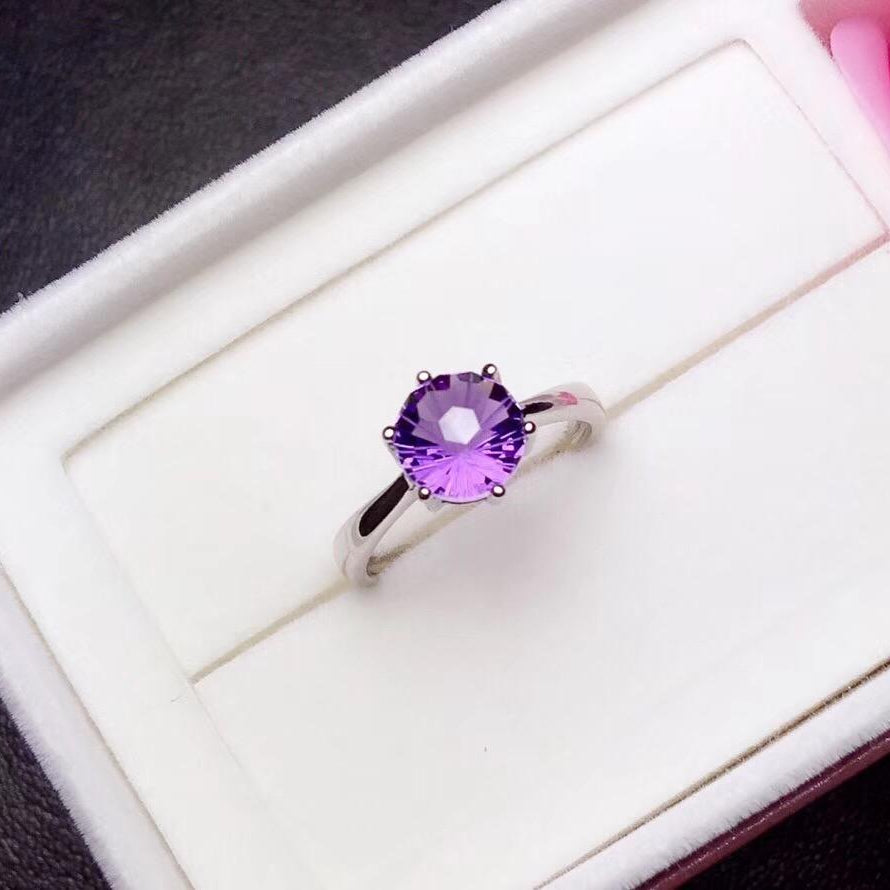 Stunning February Birthstone Natural Amethyst Solitaire Ring - Splendid Jewellery