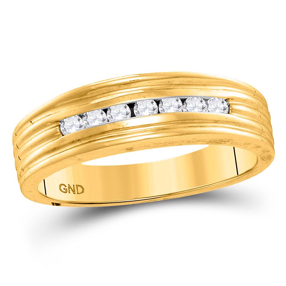 Timeless Brilliance: 10kt Yellow Gold Men's Round Diamond Wedding Band Ring 1/4 Cttw - Splendid Jewellery
