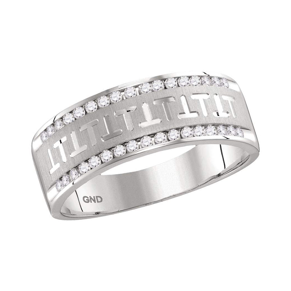 Timeless Brilliance: 14kt White Gold Men's Diamond Wedding Band Ring - Splendid Jewellery