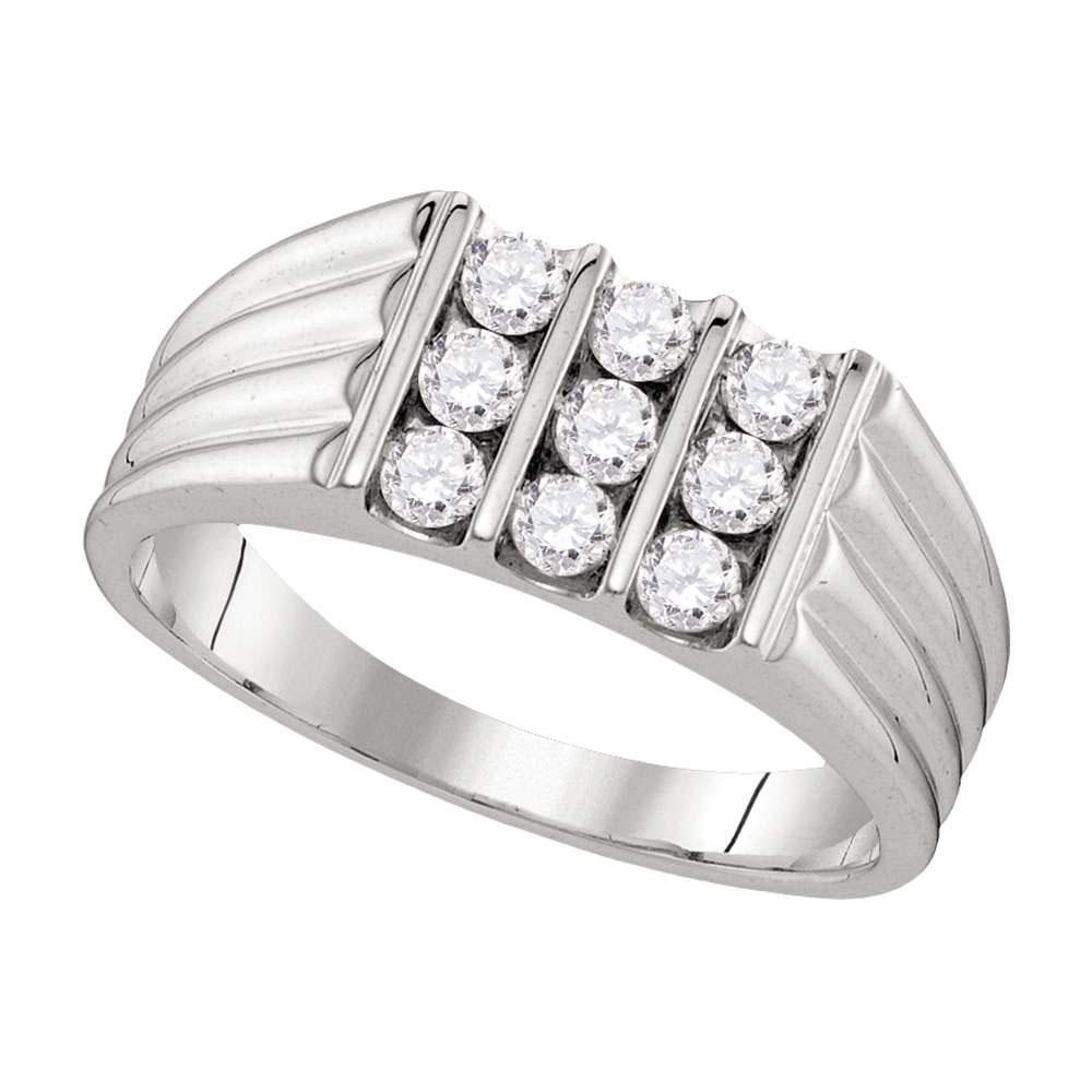 Timeless Love 10kt White Gold Men's Diamond Wedding Band Ring - A Symbol of Eternal Commitment - Splendid Jewellery