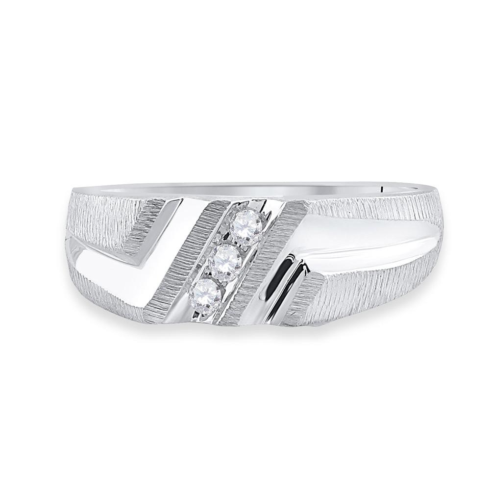 Timeless Love: 10kt White Gold Men's Round Diamond Wedding Band Ring - Splendid Jewellery