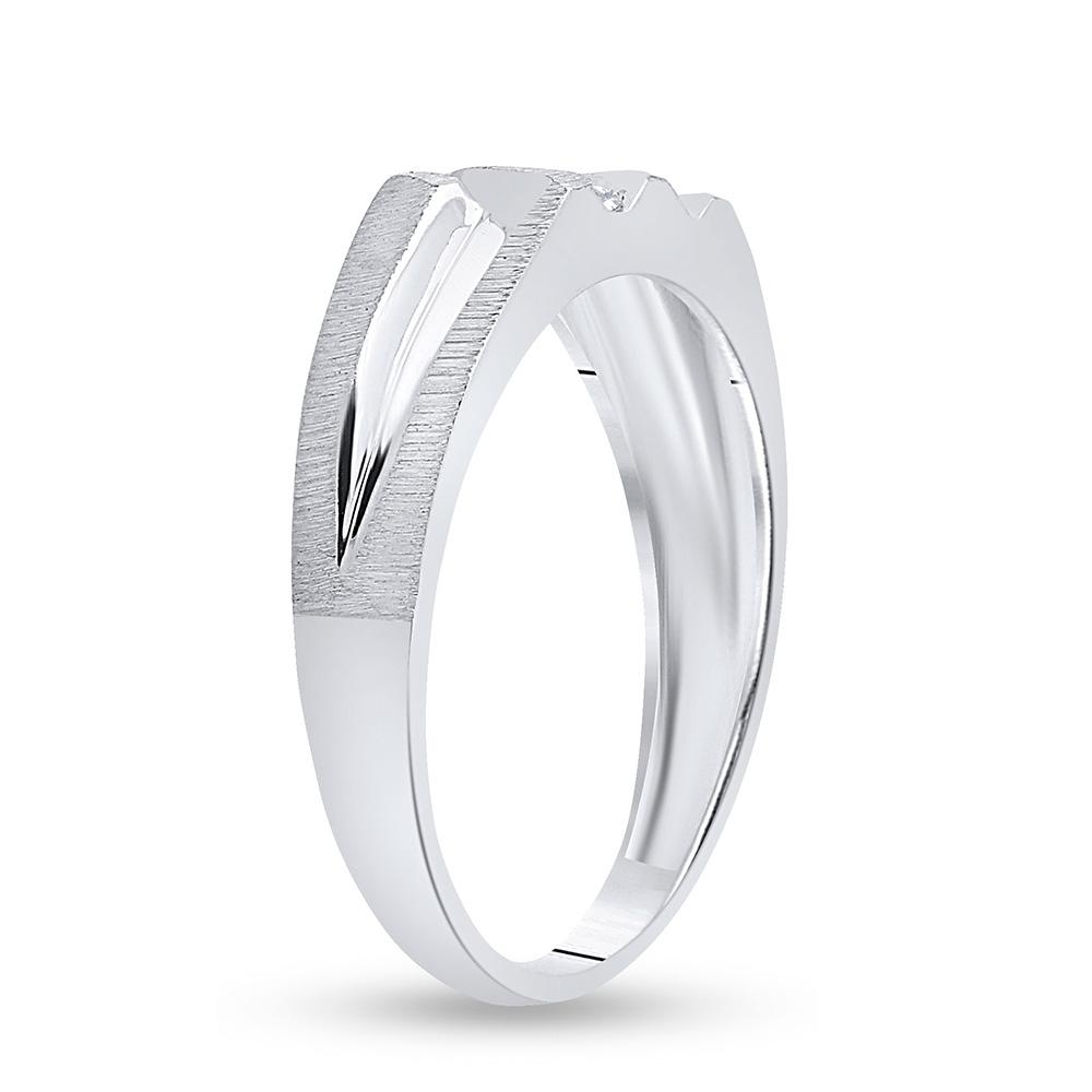Timeless Love: 10kt White Gold Men's Round Diamond Wedding Band Ring - Splendid Jewellery