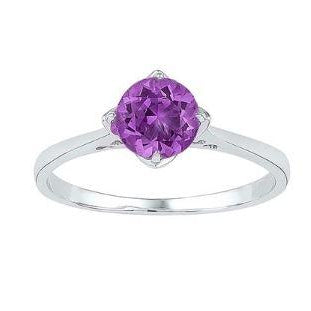 Timeless Sterling Silver Lab Amethyst Solitaire Ring - February Birthstone Gift - Splendid Jewellery